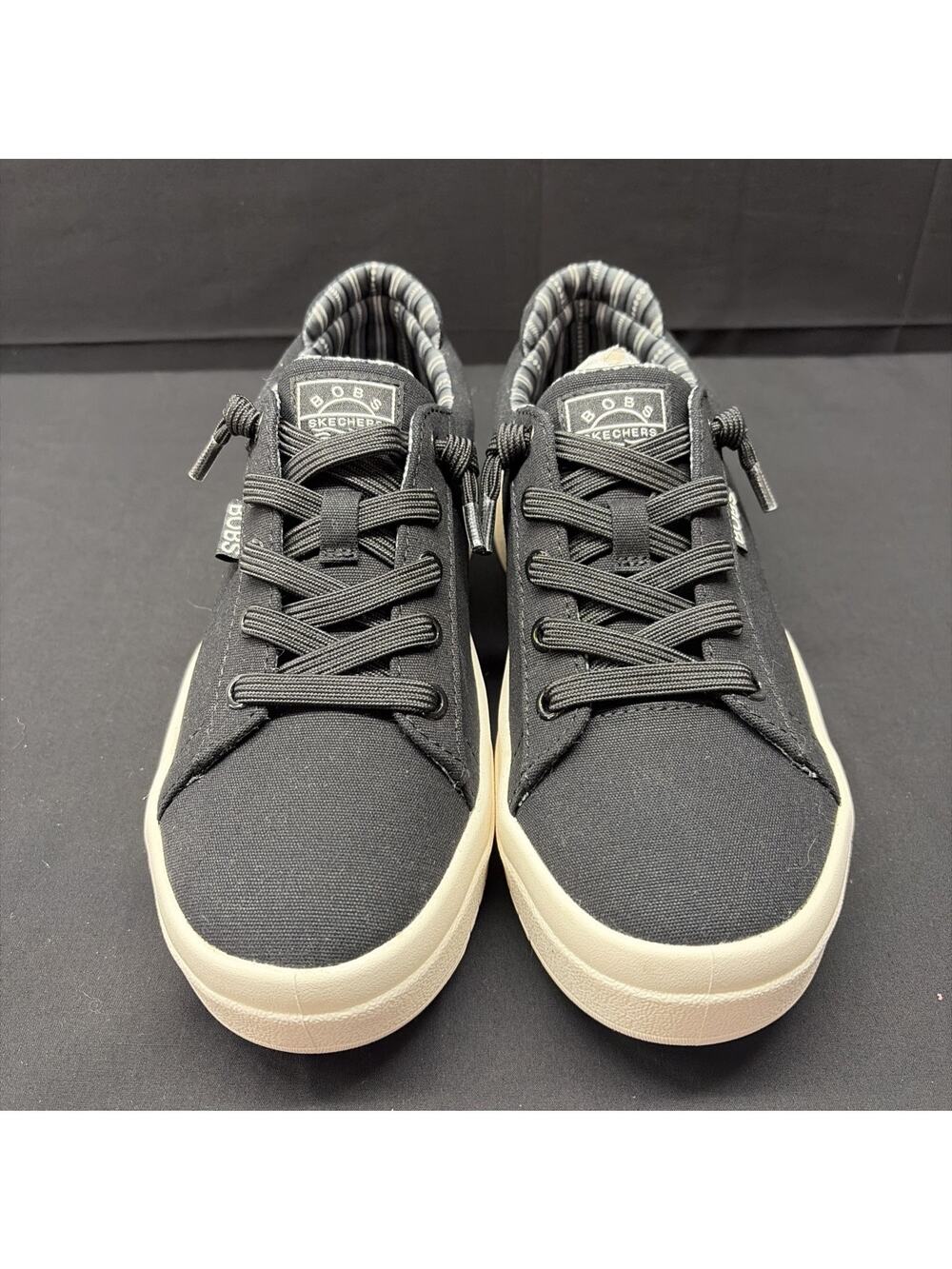 SKECHERS WOMEN'S BOBS D'VINE-SO DEVOTED BLACK CANVAS UPPER SHOE Size 7